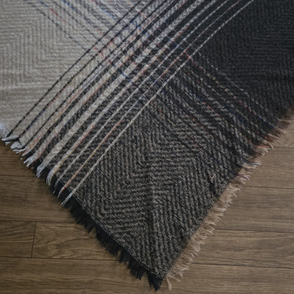 Cozy Chic – Oversized Plaid Triangle Blanket Scarf Shawl Hints Of Color